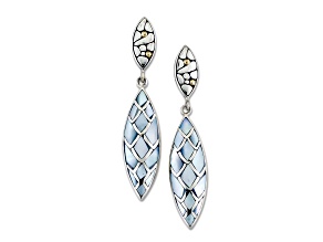 Silver Treasures by Samuel B. Mother-Of-Pearl  Sterling Silver/18K Gold Pebble Inlay Earrings