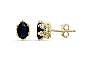 Black Sapphire with White Diamond Accent 14K Gold Over Sterling Silver Earrings 1.10ctw