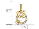 14K Yellow Gold Cubic Zirconia Butterflies Pendant