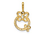 14K Yellow Gold Cubic Zirconia Butterflies Pendant