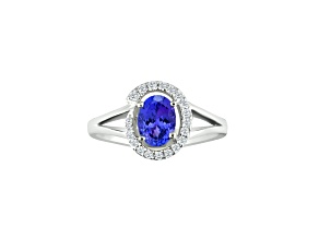 14K White Gold Oval Tanzanite Ring 0.77Ctw