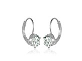 Clear Oval Cubic Zirconia, Rhodium Plated over Sterling Silver Leverback Earrings