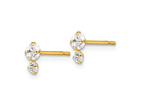 14K Yellow Gold Cubic Zirconia Children's Post Earrings