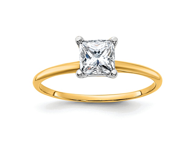 14K Yellow Gold With White Gold Accents 3/4 ct. G H I True Light Princess Moissanite Solitaire Ring