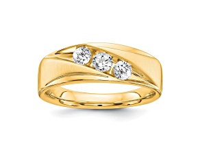 14K Yellow Gold Lab Grown Diamond SI1/SI2, G H I, Men's 3-stone Band