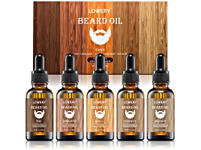 Lovery Beard Oil Premium Grooming Set for Men with Argan and Jojoba Oil - 5 Scent Gift Set