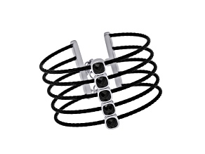 Onyx Stainless Steel and 18K White Gold Cuff Bracelet