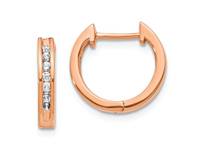 10k Rose Gold 1/2", 0.189ctw Diamond Hinged Hoop Earrings