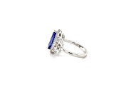 Rhodium Over Sterling Silver Marquise Tanzanite and White Zircon Ring 2.23ctw