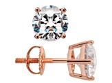 White Cubic Zirconia 14k Rose Gold Studs With Velvet Gift Box 2.50ctw