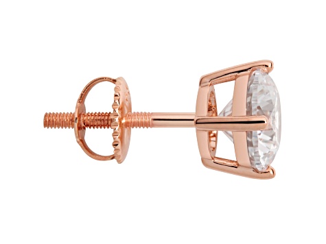 White Cubic Zirconia 14k Rose Gold Studs With Velvet Gift Box 2.50ctw