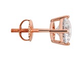 White Cubic Zirconia 14k Rose Gold Studs With Velvet Gift Box 2.50ctw