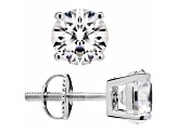 White Cubic Zirconia 14k White Gold Studs With Velvet Gift Box 2.50ctw