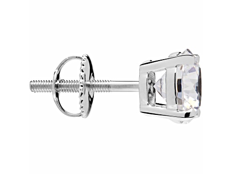 White Cubic Zirconia 14k White Gold Studs With Velvet Gift Box 2.50ctw