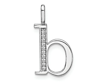 Picture of 14K White Gold Diamond Lower Case Letter B Initial Pendant