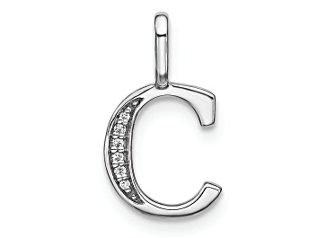 Picture of 14K White Gold Diamond Lower Case Letter C Initial Pendant