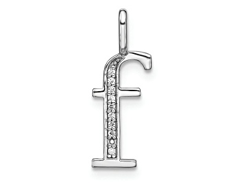 Picture of 14K White Gold Diamond Lower Case Letter F Initial Pendant