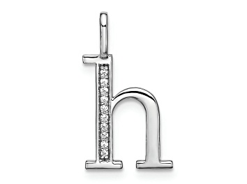 Picture of 14K White Gold Diamond Lower Case Letter H Initial Pendant