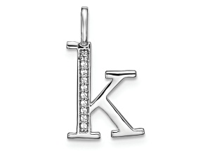 14K White Gold Diamond Lower Case Letter K Initial Pendant