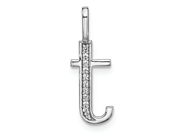 Picture of 14K White Gold Diamond Lower Case Letter T Initial Pendant