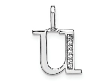 Picture of 14K White Gold Diamond Lower Case Letter U Initial Pendant