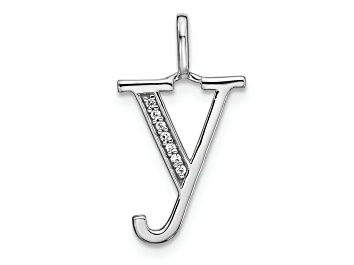 Picture of 14K White Gold Diamond Lower Case Letter Y Initial Pendant