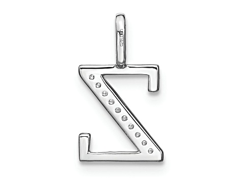 14K White Gold Diamond Lower Case Letter Z Initial Pendant