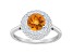 7mm Round Citrine And White Topaz Accents Rhodium Over Sterling Silver Double Halo Ring