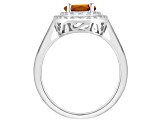 7mm Round Citrine And White Topaz Accents Rhodium Over Sterling Silver Double Halo Ring