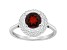 7mm Round Garnet And White Topaz Accents Rhodium Over Sterling Silver Double Halo Ring