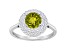 7mm Round Peridot And White Topaz Accents Rhodium Over Sterling Silver Double Halo Ring