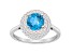 7mm Round Swiss Blue Topaz And White Topaz Accents Rhodium Over Sterling Silver Double Halo Ring