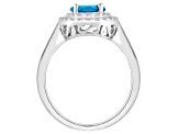 7mm Round Swiss Blue Topaz And White Topaz Accents Rhodium Over Sterling Silver Double Halo Ring