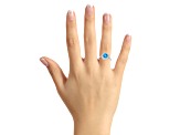 7mm Round Swiss Blue Topaz And White Topaz Accents Rhodium Over Sterling Silver Double Halo Ring