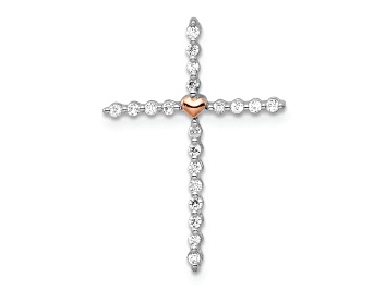 Picture of 14k White Gold and 14k Rose Gold Diamond Cross Chain Slide