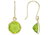 Greeb Peridot 14k Yellow Gold Dangle Earrings 4.00ctw