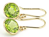 Greeb Peridot 14k Yellow Gold Dangle Earrings 4.00ctw