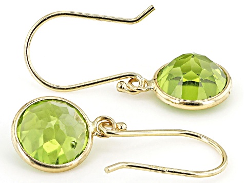 Greeb Peridot 14k Yellow Gold Dangle Earrings 4.00ctw