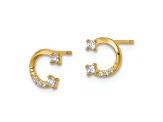 14k Yellow Gold Cubic Zirconia Horseshoe Stud Earrings