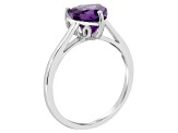 8mm Heart Shape Amethyst Rhodium Over Sterling Silver Ring