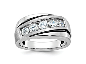 Picture of Rhodium Over 10K White Gold with Black Rhodium Men's Polished and Satin A Diamond Ring 1.01ctw