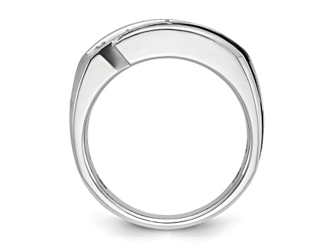 Rhodium Over 10K White Gold with Black Rhodium Men's Polished and Satin ...