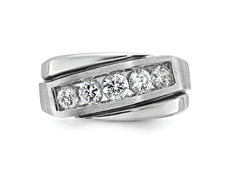 Rhodium Over 10K White Gold with Black Rhodium Men's Polished and Satin A Diamond Ring 1.01ctw