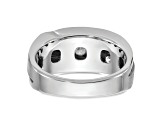 Rhodium Over 10K White Gold with Black Rhodium Men's Polished and Satin A Diamond Ring 1.01ctw