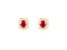 Red Ruby with Moissanite in 14K Yellow Gold Over Sterling Silver Halo Earrings