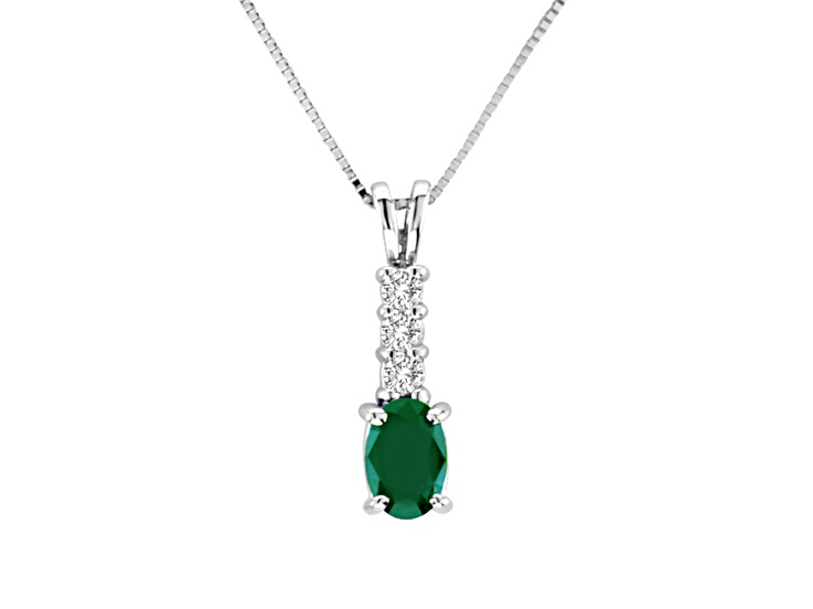 0.64ctw Emerald and Diamond Pendant in in 14k White Gold