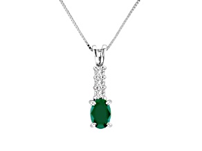 0.64ctw Emerald and Diamond Pendant in in 14k White Gold