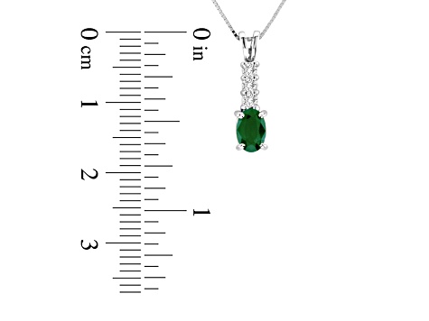 0.64ctw Emerald and Diamond Pendant in in 14k White Gold