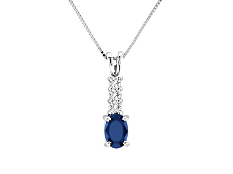 0.60ctw Sapphire and Diamond Pendant in 14K White Gold