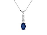 0.60ctw Sapphire and Diamond Pendant in 14K White Gold